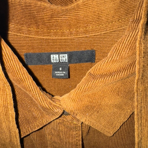 Uniqlo S Corduroy Midi Shirt Dress. Brown, Belted - Picture 4 of 6